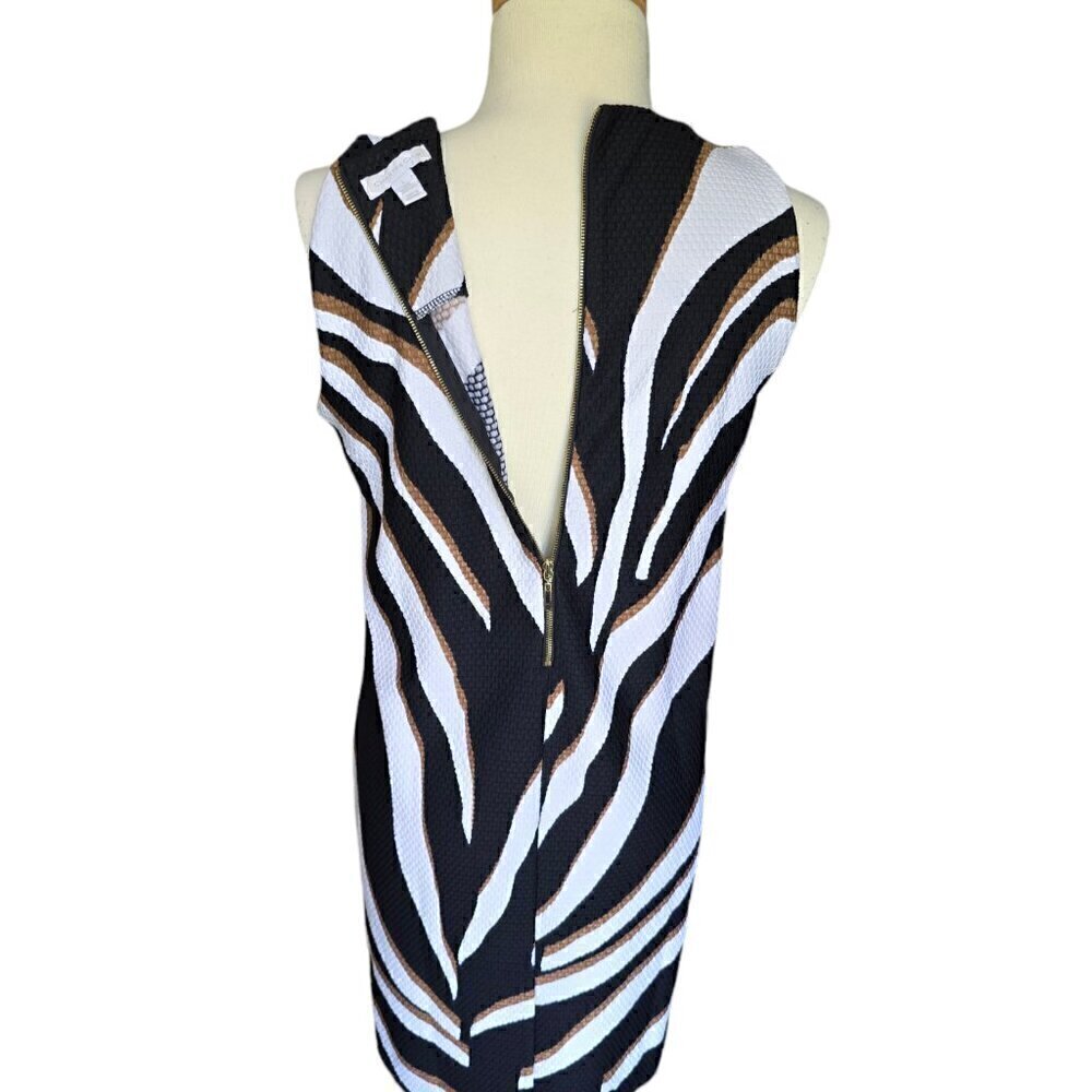 Charter Club Zebra Print Dress Size L Black White Sleeveless Casual Summer Shift - Picture 5 of 10